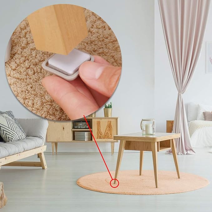20 PCS Self-Stick Furniture Sliders,1 Inch OD Square Furniture Sliders for Carpet,Furniture Moving Glides for Furniture-Adhesive Carpet Sliders