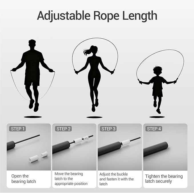 Jump Rope, Tangle-Free Rapid Speed Jumping Rope Cable with Ball Bearings for Women, Men, and Kids, Adjustable Steel Jump Rope Workout with Aluminum Alloy Handles for Fitness, Home Exercise Slim Body