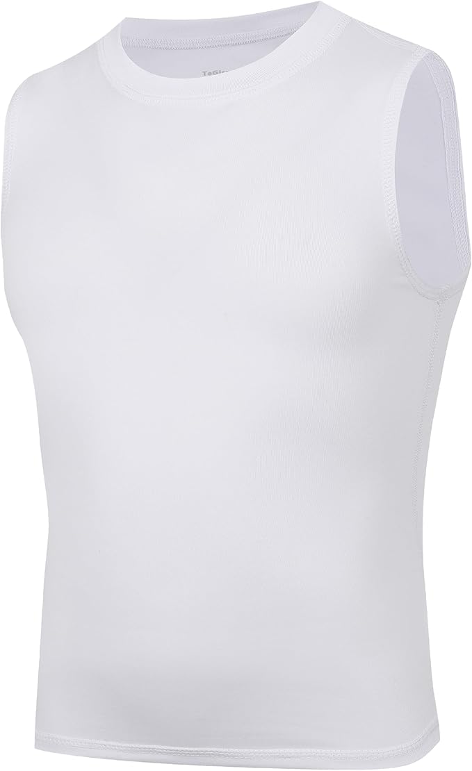 Youth Boy Girls Sleeveless Compression Shirt Kid Athletic Tank Top Quick Dry Basketball Football Undershirt