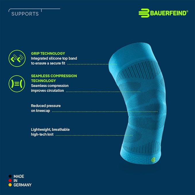 Bauerfeind Sports Compression Knee Sleeve - Lightweight Design with Gripping Zones for Knee Pain Relief & Performance