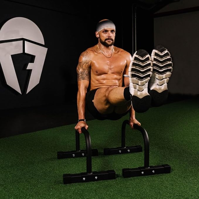 Titan Fitness Parallette Push Up Bar Set, 14in High Perfect for Home and Garage Gym Exercise Equipment, Gymnastics Floor Workout, Calisthenics, Strength Training Parallel Bars