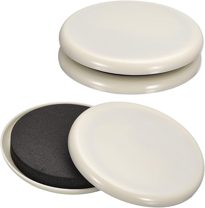 uxcell Furniture Sliders, 4Pcs 3.5" - Plastic Reusable Round Sliding Pads, Chair Glides for Carpeted Tile Vinyl Hardwood Floors (Grey)