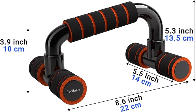 READAEER Push Up Bars Gym Exercise Equipment Fitness 1 Pair Pushup Handles with Cushioned Foam Grip and Non-Slip Sturdy Structure Push Up Bars for Men & Women
