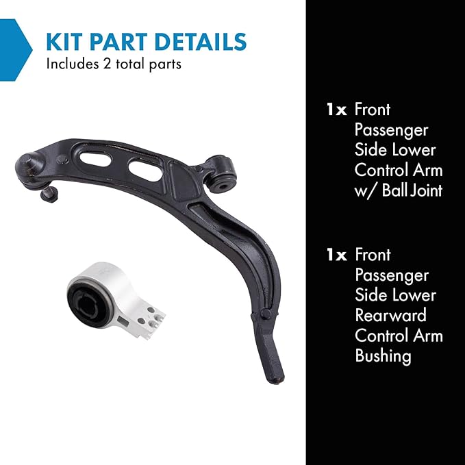 TRQ Front Right Lower Control Arm with Ball Joint Steel Compatible with 2010-2012 Ford Flex Lincoln MKT