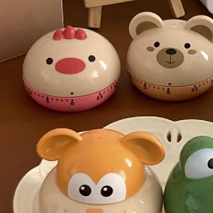 60 Minute Mechanical Kitchen Timers Cute Cartoon Animal Shape Mini Countdown Timer for Teachers Classroom Kids Homework Reading Adults Cooking Office (Chick)