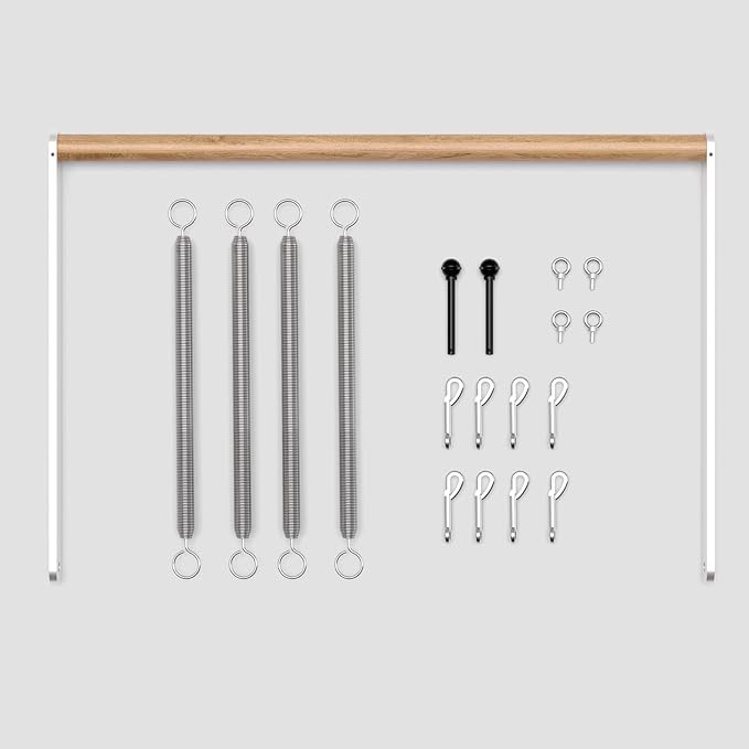 Swedish Ladder Pro, Wood Stall Bar with Push-Through Bar, Adjustable Pull-Up Dip Bar for Adults and Kids, Accessories Bundle, Spring, for Home, School, Physical Therapy and Gymnastics