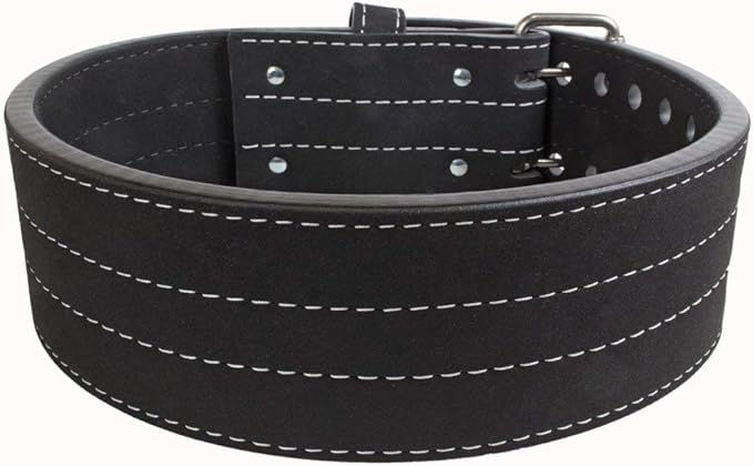 Grizzly Fitness Double Prong Pro Power Lifting Weight Belt | Used by Pros | Durable Thick 13mm Leather w/Double Stitching & Double Prong Buckle | 4" Wide and Adjustable for Comfort