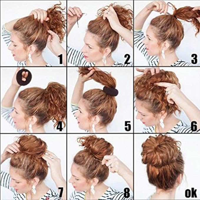 Hair Donut Ring Style Bun Maker, 2PCS Chignon Shaper for Thick and Long Hair (3.5 Inch, Black)