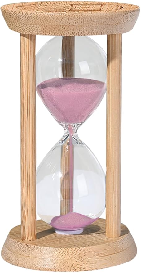 Wood Sand Timer, 15 Minute Hourglass,Bamboo Sandglass Timer 15 Min,Sand Watch for Speed Reading Timer,Baking,Game, Gift,Pink