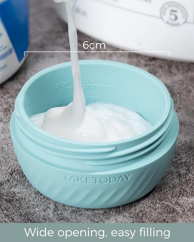 TakeToday Travel Containers for Toiletries, Leak-Proof, TSA Approved, Refillable Silicone Cylindrical Cream Jars with Lid for Cosmetic Toiletry, 2&3oz, 4 Pack, Grey