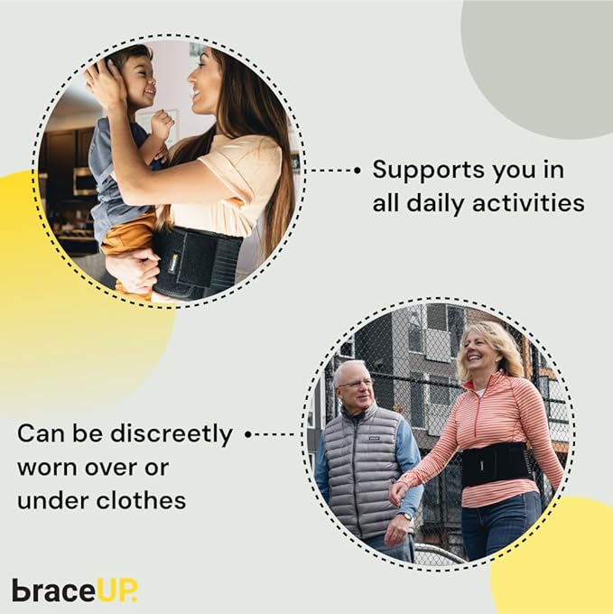 BraceUP Back Brace for Men and Women Lower Back - Breathable Waist Lumbar Support Belt for Sciatica, Herniated Disc, Scoliosis Back Pain Relief, with Dual Adjustable Straps (L/XL 35-43 In)