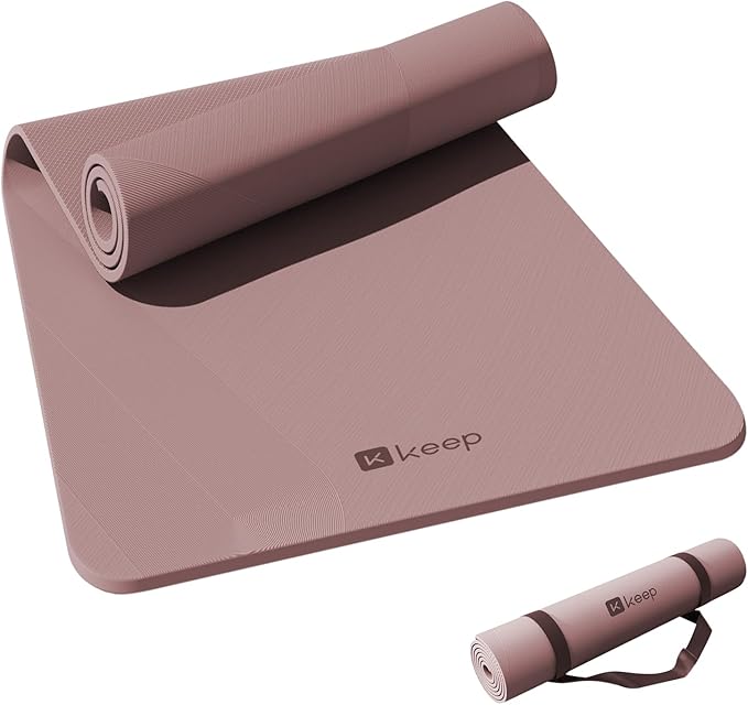 KEEP Yoga Mat - Premium 7mm Thick Exercise Mat, Anti-Tear 32'' Extra Wide Fitness Mat with Strap for Men & Women, Non Slip Pilates Mat for Home Yoga, Pilates, Gym, Stretching, Floor & Fitness Workouts