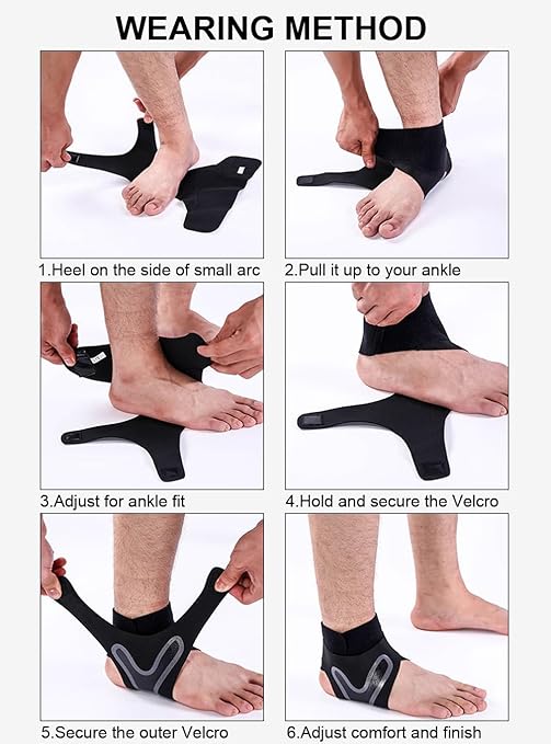 SUJAYU 2 Pack Ankle Brace & Elastic Supports for Men & Women, Ankle Support Ankle Compression Sleeve, Ankle Wrap Ankle Sleeve Ankle Brace for Sprained Ankle (Black, X-Large)