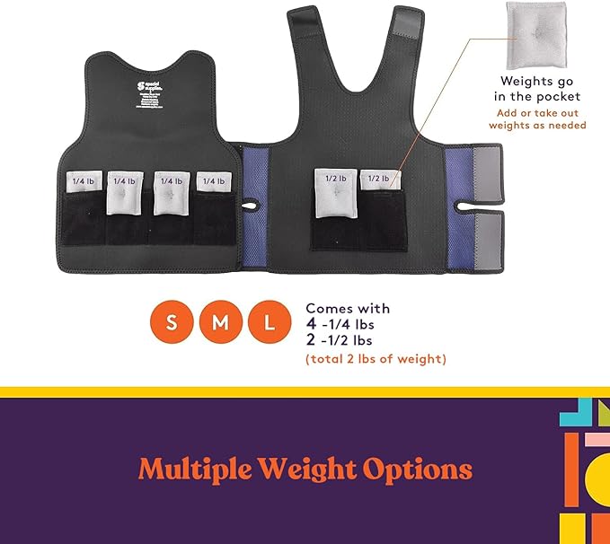 Special Supplies Weighted Sensory Compression Vest for Kids with Adjustable Weight Fit