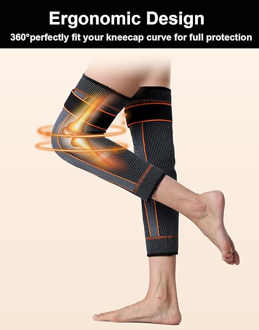 SUJAYU 2 Pack Knee Wraps for Pain Relief Women Men, Knee Compression Sleeve for Men Women, Compression Knee Brace for Arthritis Pain and Support (Black, Medium)