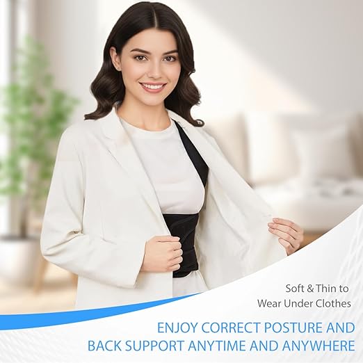 Posture Corrector for Women and Men, Full Back Brace with Breathable Mesh, Shoulder Straightener for Back & Neck Pain Relief, Spine Alignment & Hunchback Support(Black S)