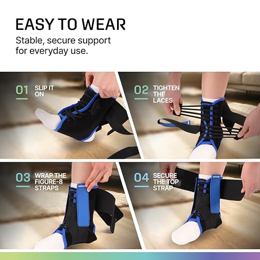 MODVEL Slim Lace Up Ankle Brace, Adjustable Ankle Braces for Men, Ankle Brace for Women, Ankle Support for Women – Figure 8 Ankle Brace Strapping with Soft Pads for Sprained Joint Stability Ankle Wrap