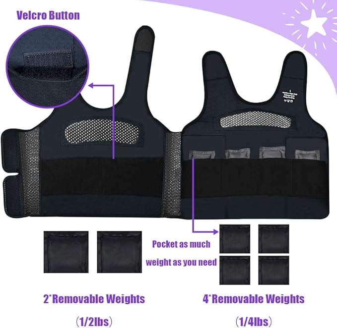 Compression Vest for Kids (Extra Small, Ages 1 to 3) Weighted Vest for Kids Including 6 Removable Weights Purple