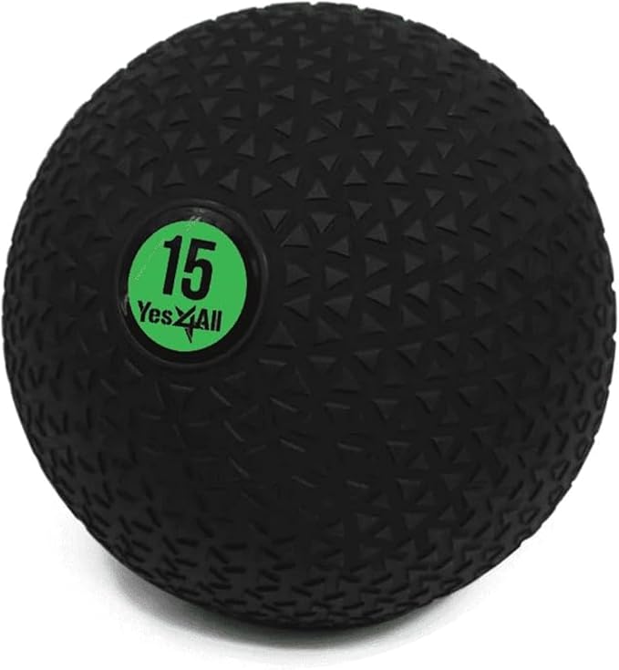 Yes4All Slam Balls, 10-40lb Weighted Ball Weight, Durable PVC Sand Filled Workout Dynamic Slam Ball for Strength Training, Triangle, Black, 15lbs