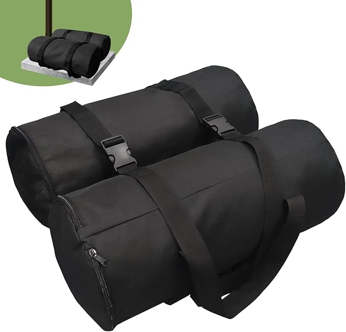 D&ONEHOS 150lbs Fillable Sandbags for Umbrella Base Weights，Sandbags for Weight,Weight Bags for Cantilever Offset Patio Umbrella Base, Deck, Poolside，Set of 2，Black(without Sand)