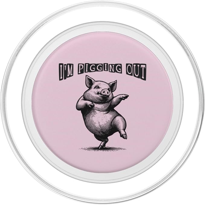 I’m Pigging Out Dancing Posing Humorous Fatty Fun PopSockets PopGrip for MagSafe