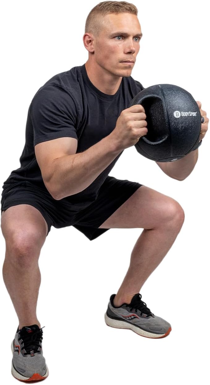 Body Sport Double Grip Medicine Ball, 20 lb. - Strength Training Weighted Exercise Tool - Softer Kettlebell Alternative for Home Fitness & Gyms