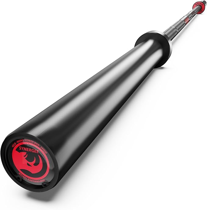 Synergee 45lb Rhino Power Bar Cerakote Finish Barbell. Rated 1500lbs for Powerlifting - Deadlift - Squat - Bench Bar