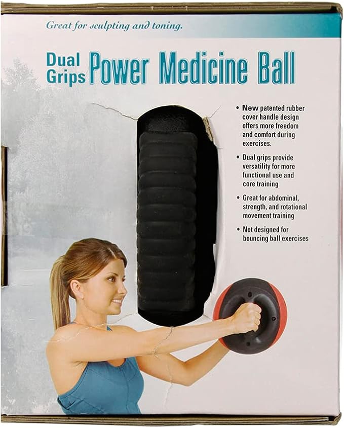 AEROMAT Dual Grip Power Medicine Balls for Abdominal Training and Rotational Movements - 9" Diameter - Weights Color-Coded