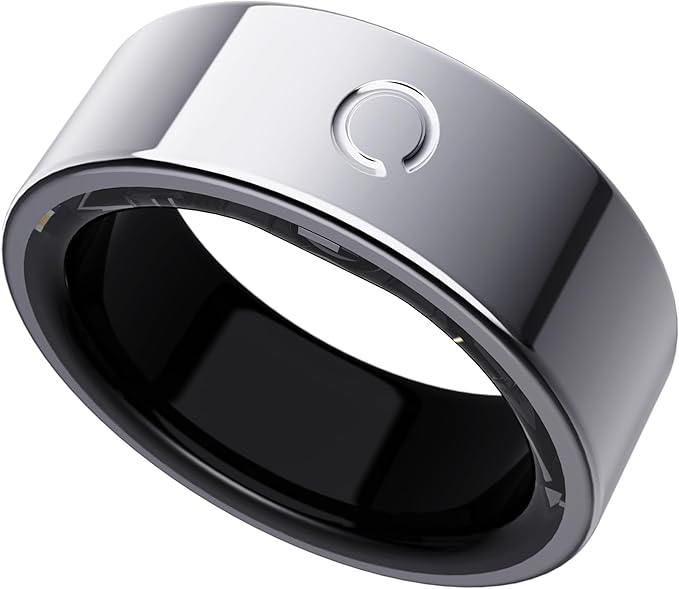 opove O Ring Smart Ring, Fitness Trackers Rings with Sleep/Stress/Heart Rate/Women's Health Monitoring, Comfortable Wearing, Up to 7 Days Using, Fitness Ring for Android & iOS, Silver-Size12
