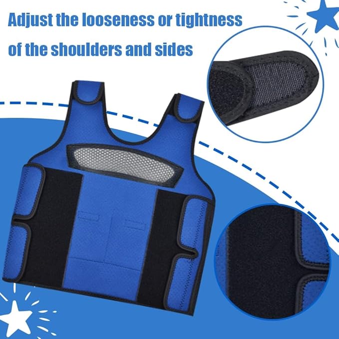 Compression Vest for Kids (Large, Ages 10+) Weighted Vest for Kids Including 6 Removable Weights Navy Blue