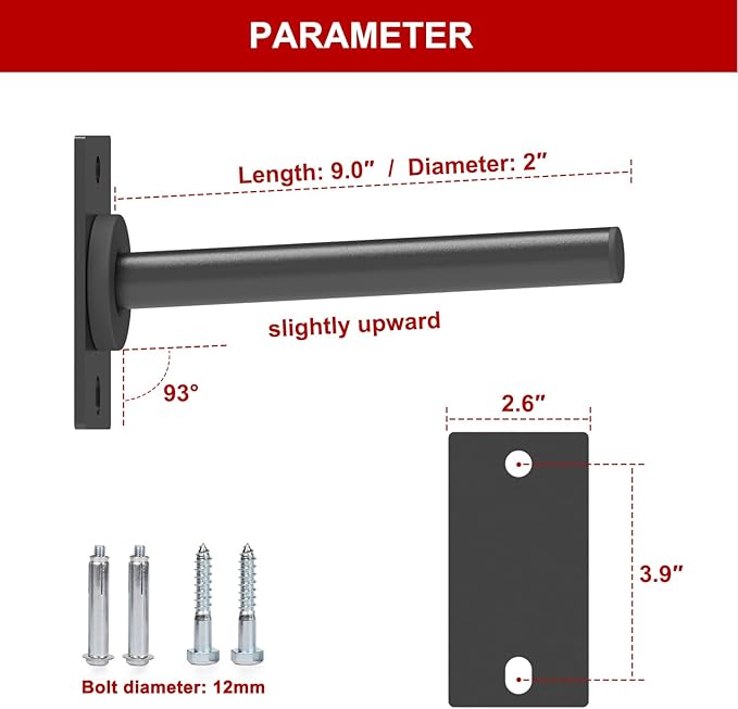 SYL Fitness Wall Mounted Weight Plate Holder, Wall Weight Storage Rack Available in 1" and 2"