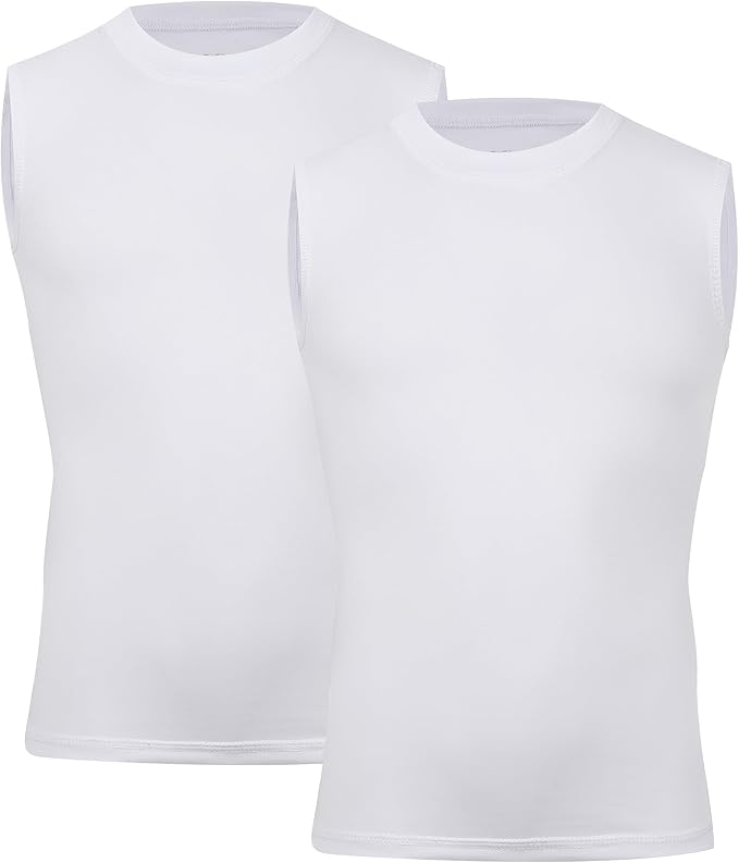 Youth Boy Girls Sleeveless Compression Shirt Kid Athletic Tank Top Quick Dry Basketball Football Undershirt
