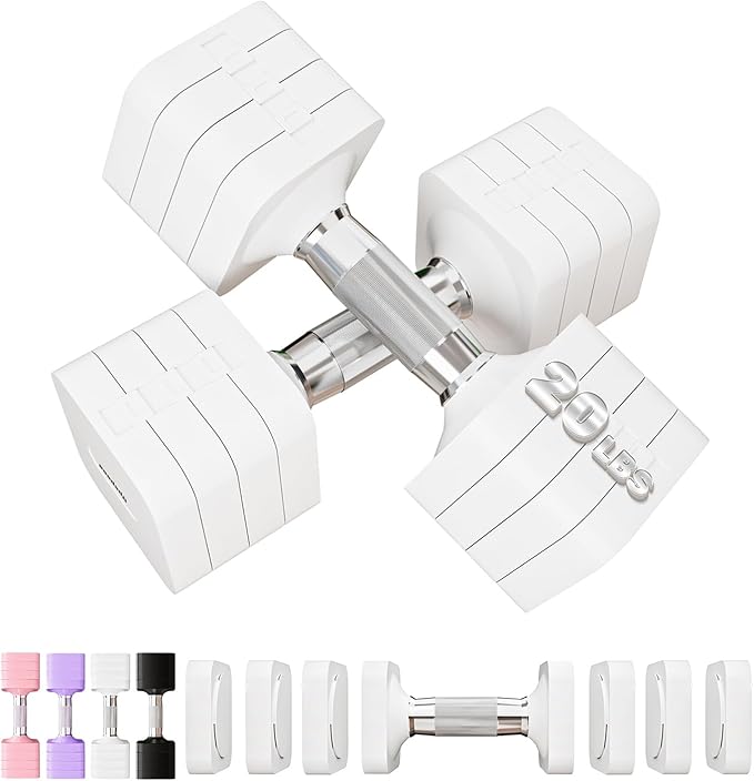 15LB 20LB 30LB 40LB 50LB Adjustable Dumbbell Set Free Weights Dumbbells Set for Women Men Hand Weights Sets Adjust Dumbbell Weight Sets for Home Gym Exercise Workout Strength Training Equipments