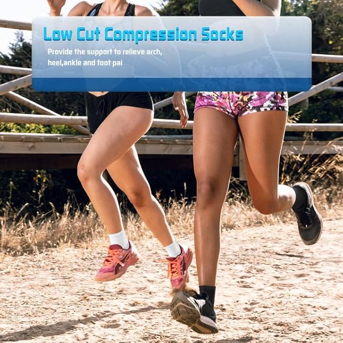 Iseasoo Copper Ankle Compression Socks - Low Cut Arch Support Socks for Men & Women, Running, Nurses, Plantar Fasciitis Socks