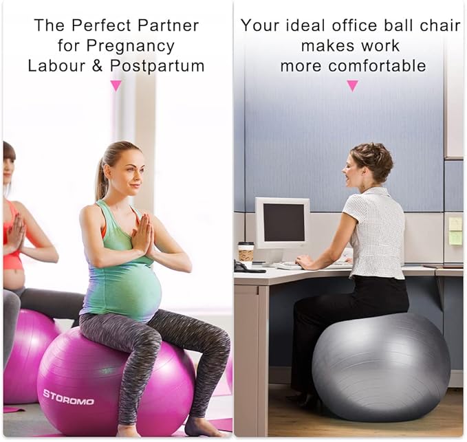 Anti-Burst Pregnancy Exercise Ball – High Weight Capacity Stability Ball for Yoga, Pilates & Labor Support, Eco-Friendly PVC Fitness Ball for Moms, Includes Pump (45cm-95cm)