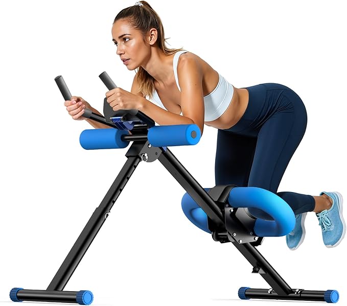 OWLSKY Ab Machine, Adjustable Ab Trainer Machine for Abs Workout at Home Gym, Foldable, Knee Protection, LCD Monitor, Device Holder, 400 LBS,Abdominal Trainer for Stomach Workout