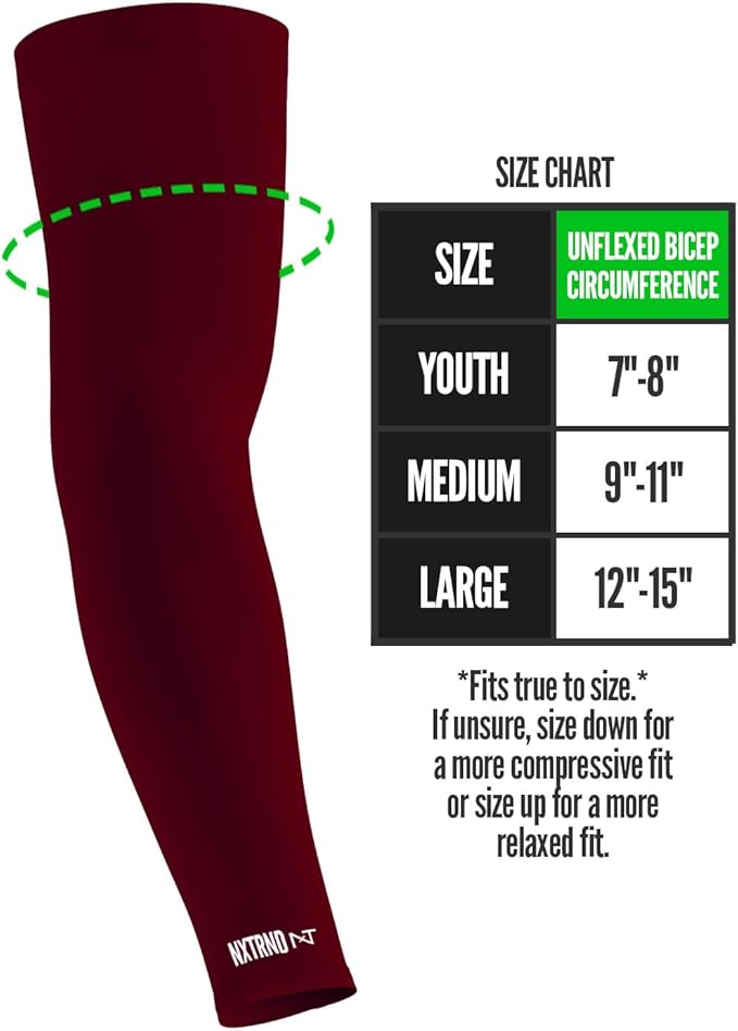 1 Pair Nxtrnd Compression Arm Sleeves for Men, Breathable Football, Basketball, Baseball Accessory, Adult & Kids