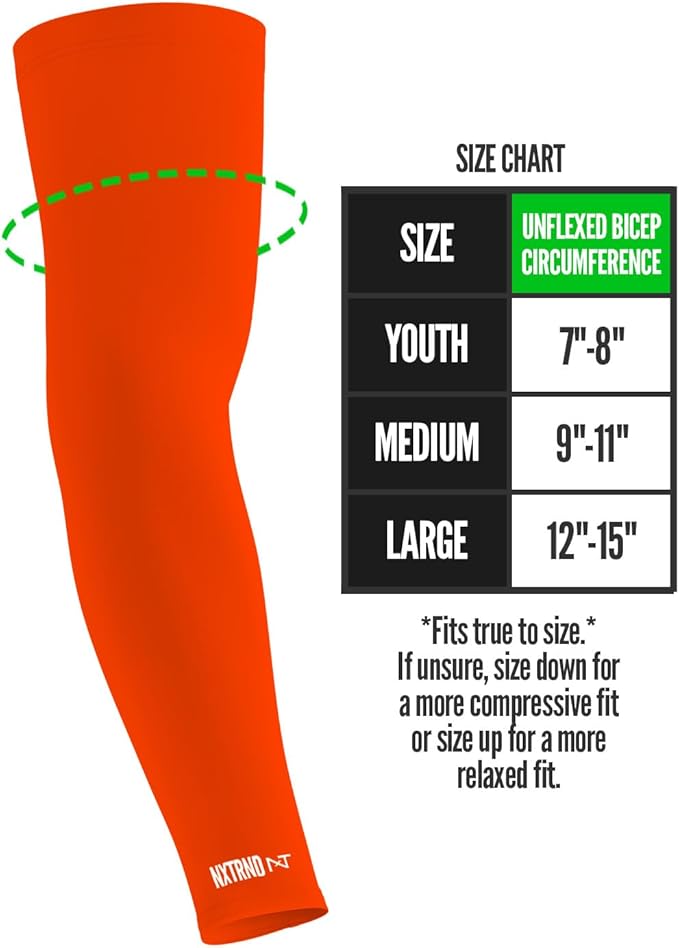 1 Pair Nxtrnd Compression Arm Sleeves for Men, Breathable Football, Basketball, Baseball Accessory, Adult & Kids