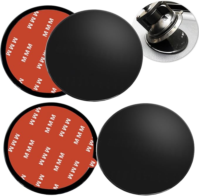 4 Pack 80mm Black Adhesive Dashboard Pad Mounting Disk, Mounting Disk for Suction Cup, Dash Mount Pad, 3.15 Inch Universal Suction Cup Adhesive Disc for GPS, Smartphones, Car Cameras