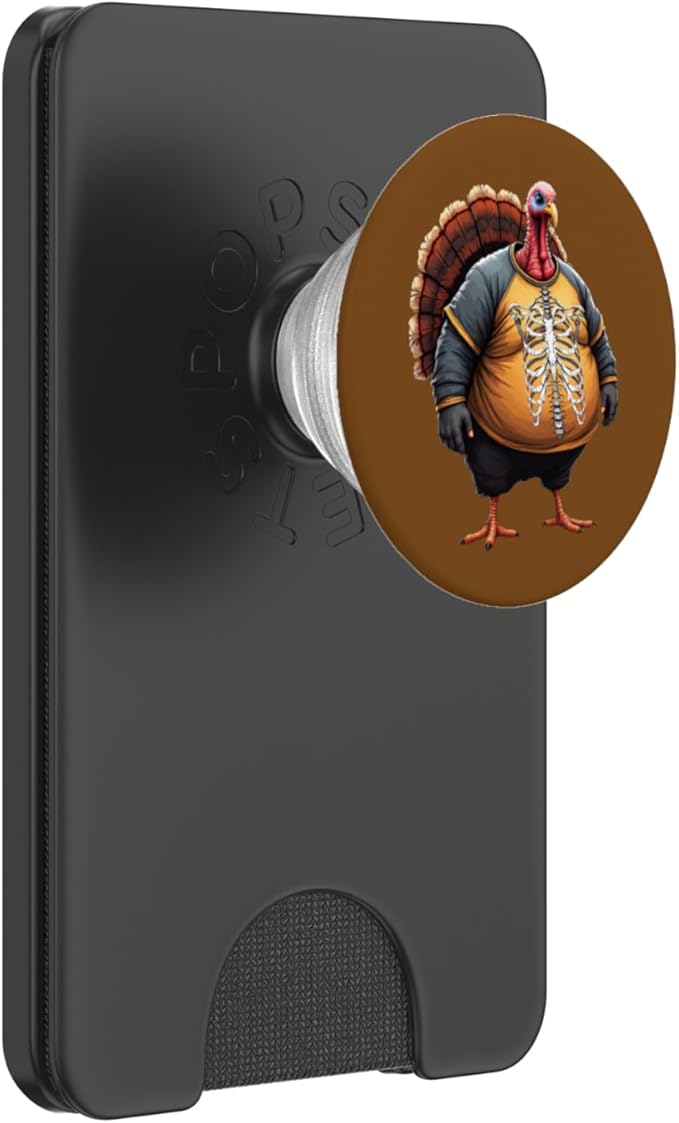 Fat Turkey Wearing Skinny Bones Costume Funny Thanksgiving PopSockets PopWallet for MagSafe