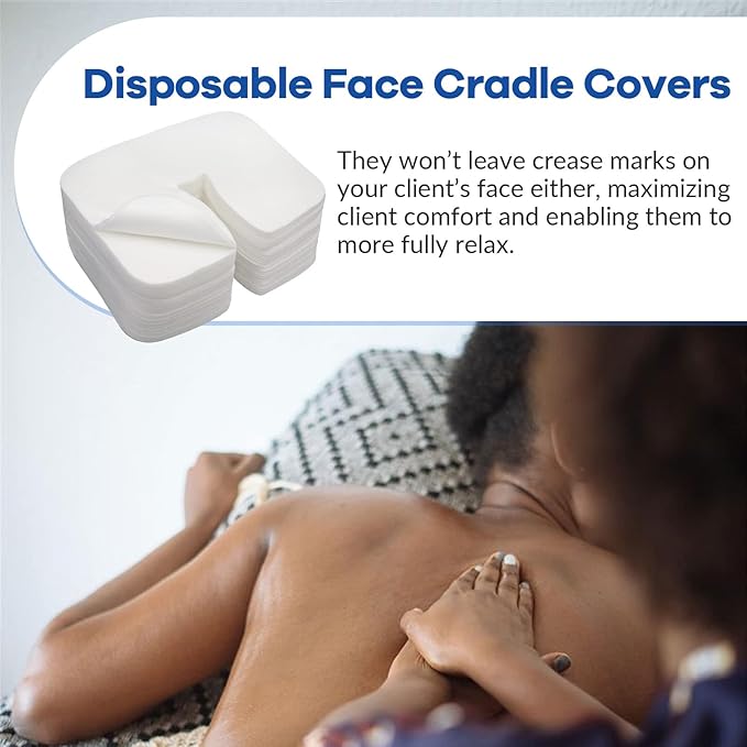 1000 Count Disposable Face Cradle Covers, Medical-Grade, Ultra Soft, Luxurious, Non-Sticking Massage Face Covers, Headrest Covers for Massage Tables & Massage Chairs