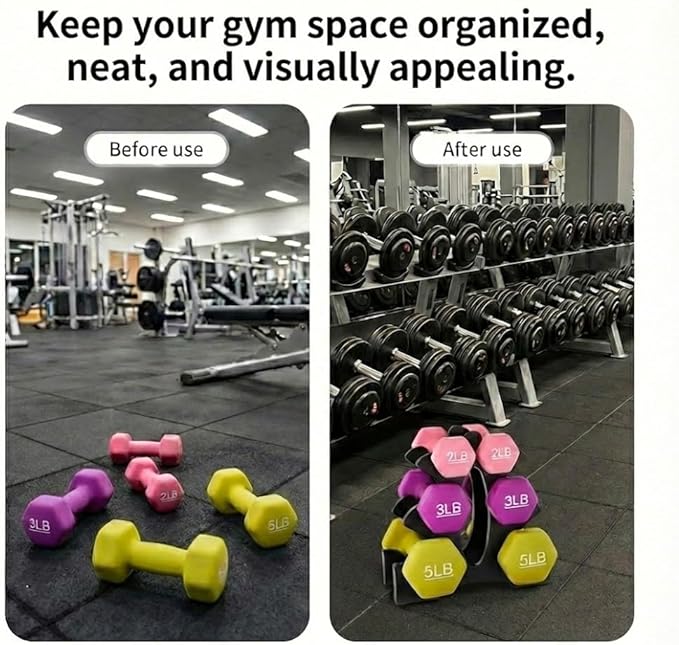 Dumbbell Rack Stand - 3 Tier Compact Weight Storage Organizer for Small Hand Weights, Neoprene & Vinyl Dumbbells - Portable Heavy Duty PP Plastic Weight Holder for Home Gym, Office, Exercise,9x8.8x3.3in (Dumbbells Not Included)