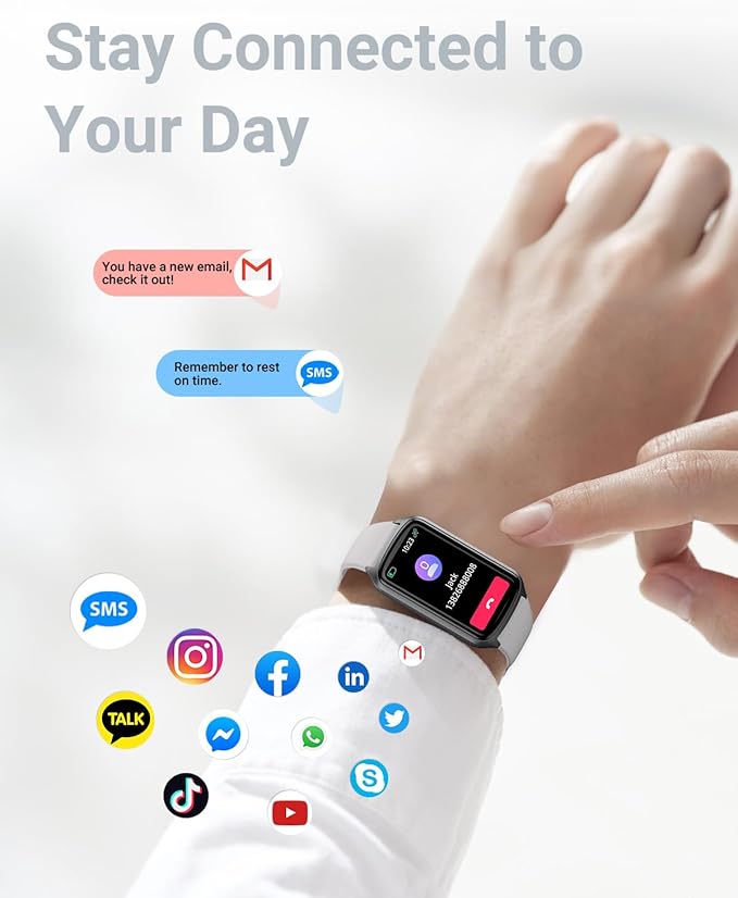 Amzhero Health Fitness Tracker with 24/7 Heart Rate, Blood Oxygen, Blood Pressure, Sleep Tracker, 5ATM Waterproof Activity Trackers with Step Tracker, Pedometer (S & L Bands Included)