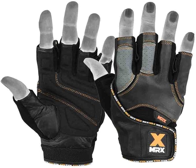 MRX Weight Lifting Pro Level Gloves with 18 Inches Long Wrist Strap Gym Workout Exercise & Fitness in
