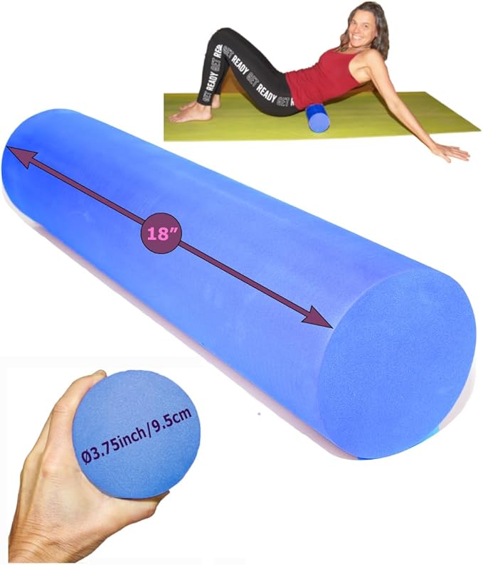 Foam Roller Back Leg Muscle Pain - Small Size Hard Density EVA Muscle Recovery Roll Ø3.75"x18" for Physical Therapy, Helps as Spine Cracker Stretcher