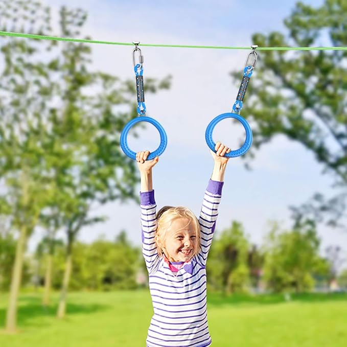 Dolibest 2 Pack of Ninja Gymnastic Rings,Monkey Ring Outdoor Backyard Ninja Accessories Set,Swing Bar Rings Obstacle Course for Training Equipment for Teens,1000LB Capacity