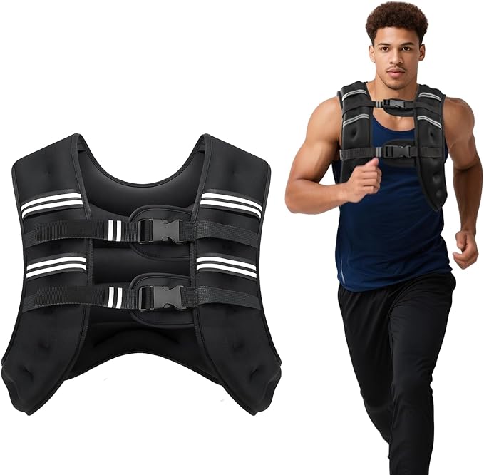 Weighted Vest, 6lb/8lb/12lb/16lb/20lb/30lb for Men, Women with Reflective Stripe, Weight Vests Adjustable for Workout, Strength Training, Running, Fitness, Muscle Building, Weight Loss clearance