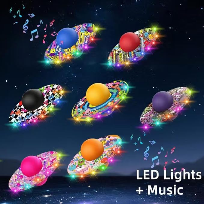 Anby Colorful LED Light Up Pogo Ball with Music - Fun Balance Trick Bounce Board Jumping Ball Toy for Kids, Perfect for Outdoor & Indoor Play, Gift for Boys and Girls Up to 200 lbs (Purple)