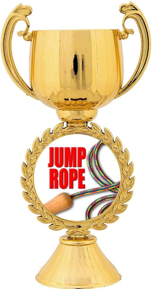 Crown Awards Personalized Jump Rope Trophy, 7.25" Gold Cup Jump Rope Trophies with Free Custom Engraving