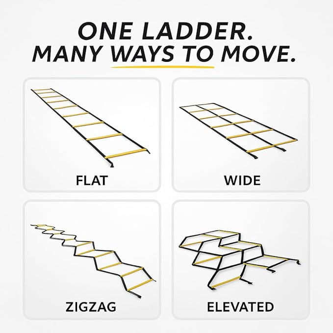 SOFTSOUL Agility Ladder 20ft 12 Rungs Premium Tangle Free Speed Training Equipment for Football Soccer Basketball Footwork Workout Drills for Kids Adults Youth Portable